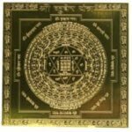 Mahakuber Yantra Pure Copper with Golden Plated 6 Inches