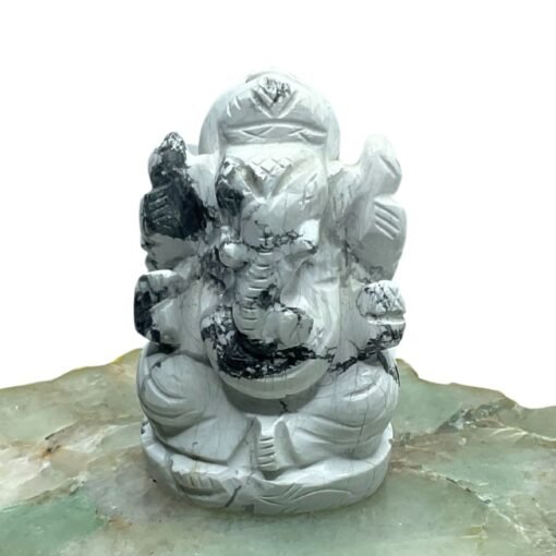Gemstone Howlite Ganesha Idol 3 Inch