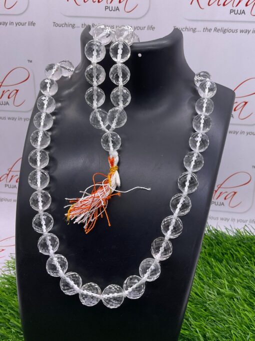 Diamond Cut Sphatik Kantha Mala Original 14 Mm (54 Beads)