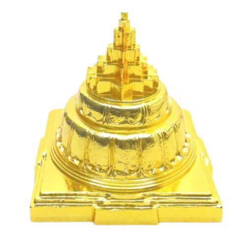 3D Mahameru Shree Yantra - 4 Inches Gold Plated