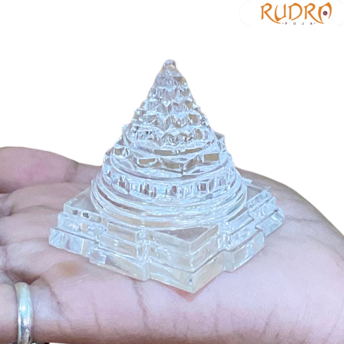 Crystal Sphatik Shree Yantra - 2 Inches - (108 Grams)