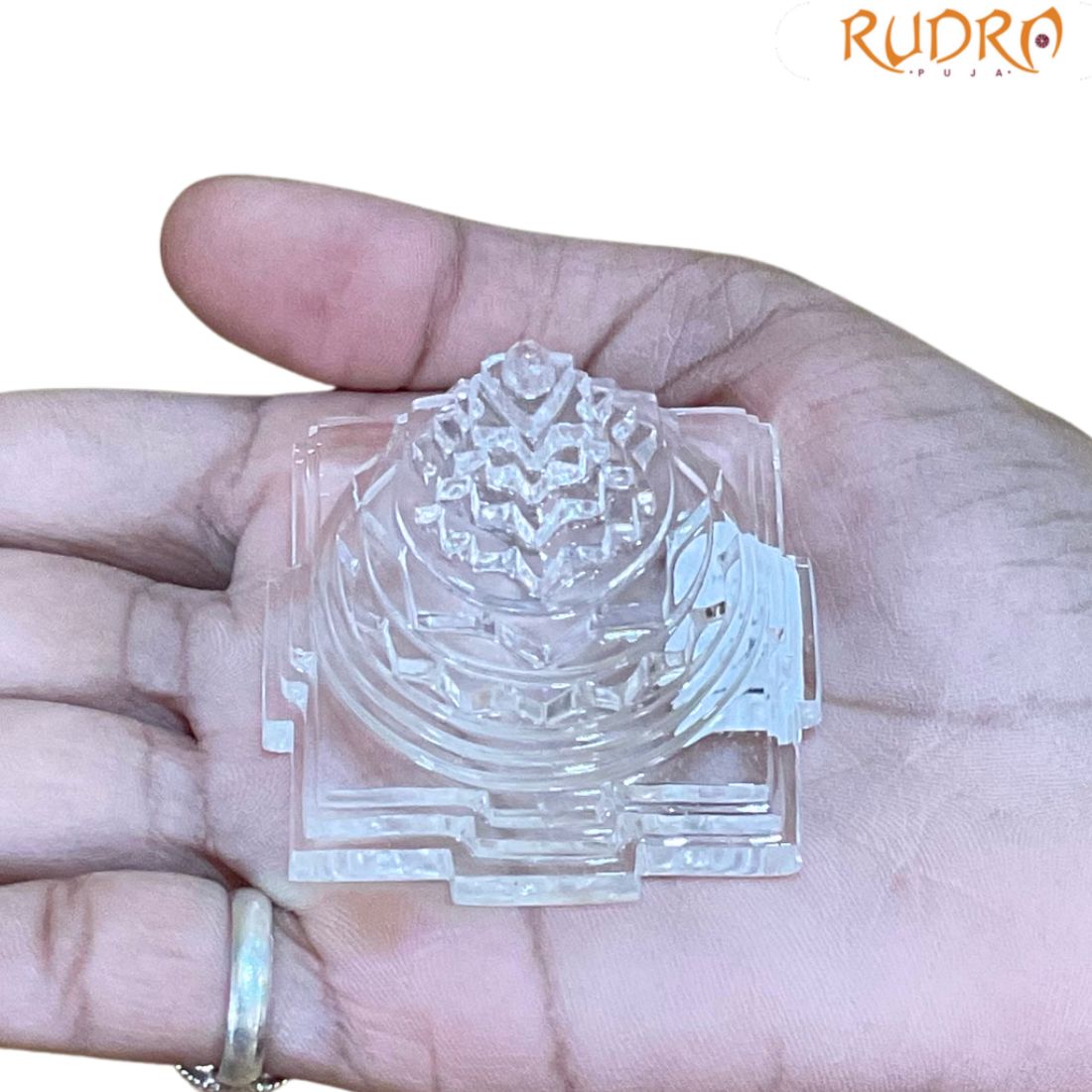 Crystal Sphatik Shree Yantra - 2 Inches - (108 Grams)
