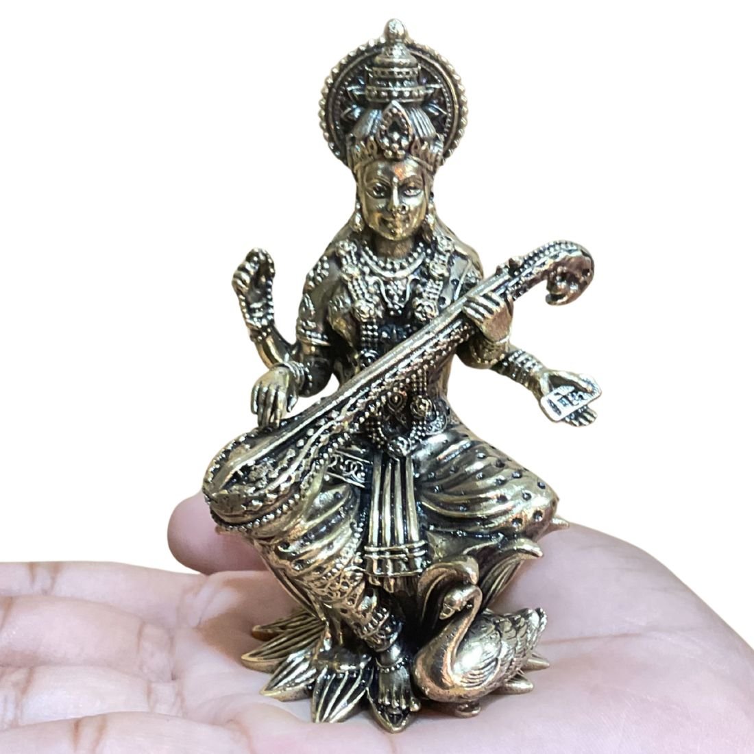 Superfine Saraswati Idol Brass - 3.75 Inches - ( 214 Grams ) 1 Saraswati Idol Brass - 3.75 Inches - ( 214 Grams )