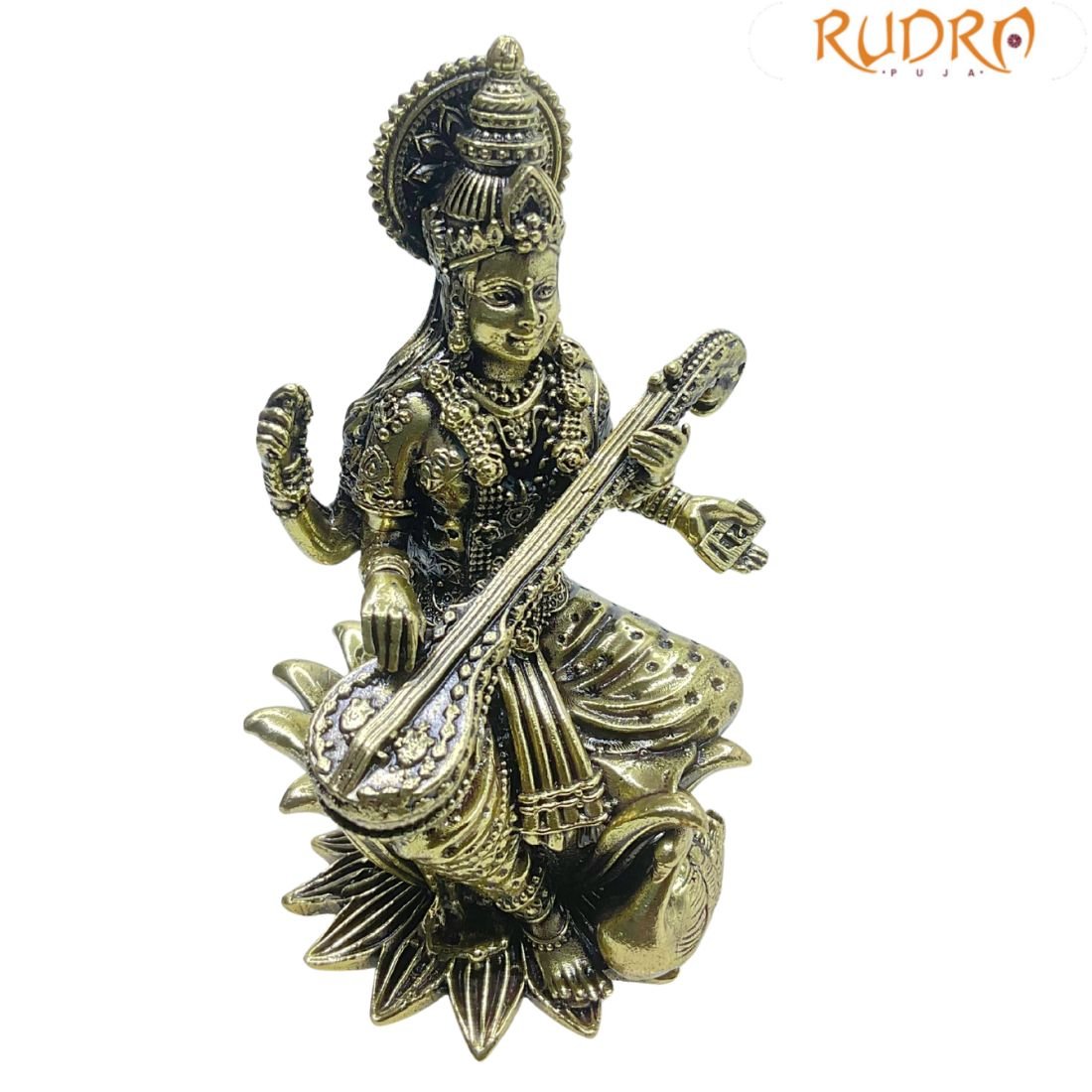 Superfine Saraswati Idol Brass - 3.75 Inches - ( 214 Grams ) 2 Saraswati Idol Brass - 3.75 Inches - ( 214 Grams )