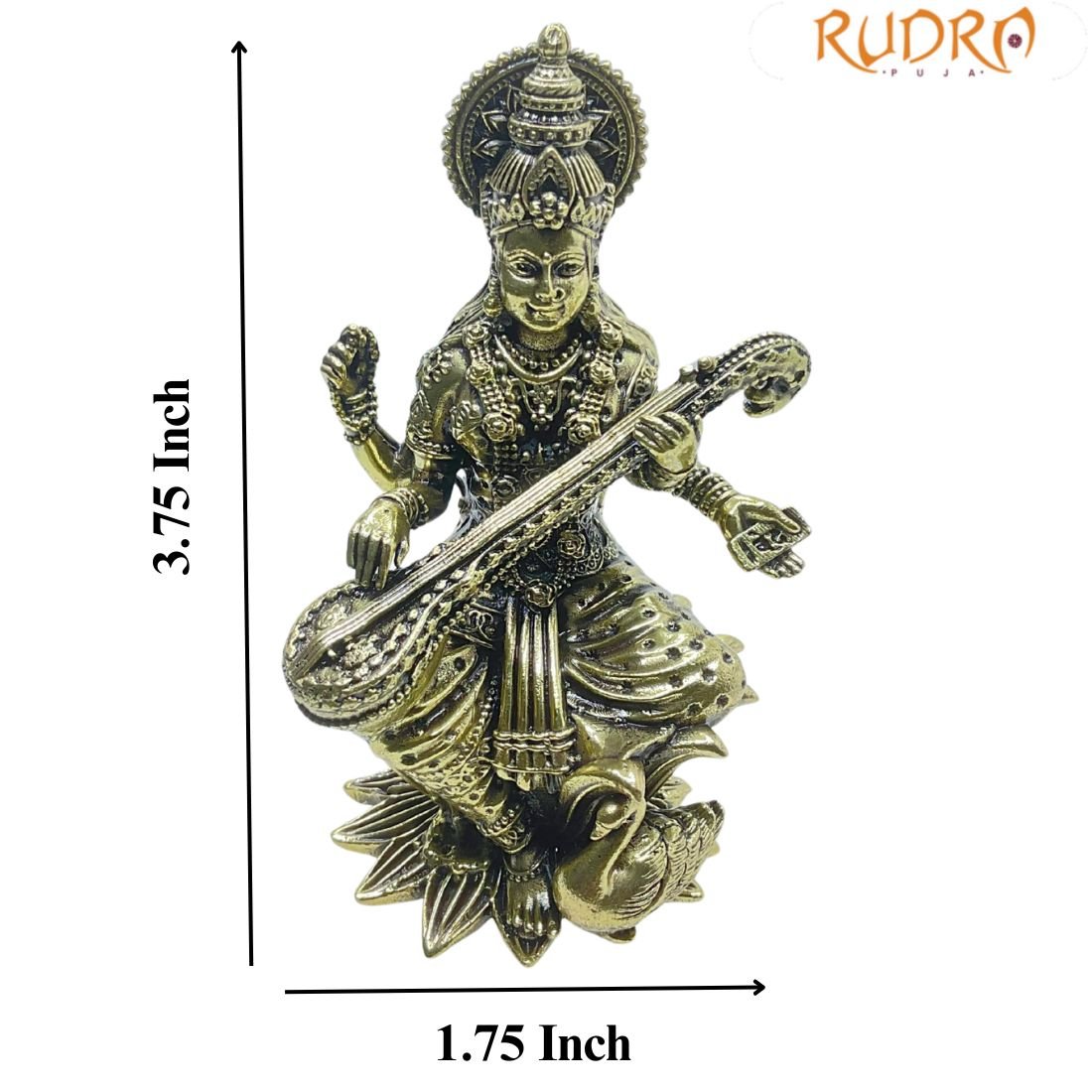 Superfine Saraswati Idol Brass - 3.75 Inches - ( 214 Grams ) 4 Saraswati Idol Brass - 3.75 Inches - ( 214 Grams )