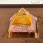 Rose Quartz Orgone Pyramid With Shree Yantra (3 Inch)