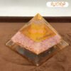 Rose Quartz Orgone Pyramid With Shree Yantra (3 Inch)