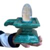 Crystal Lingam with Green Jade Base - 2897 Gram