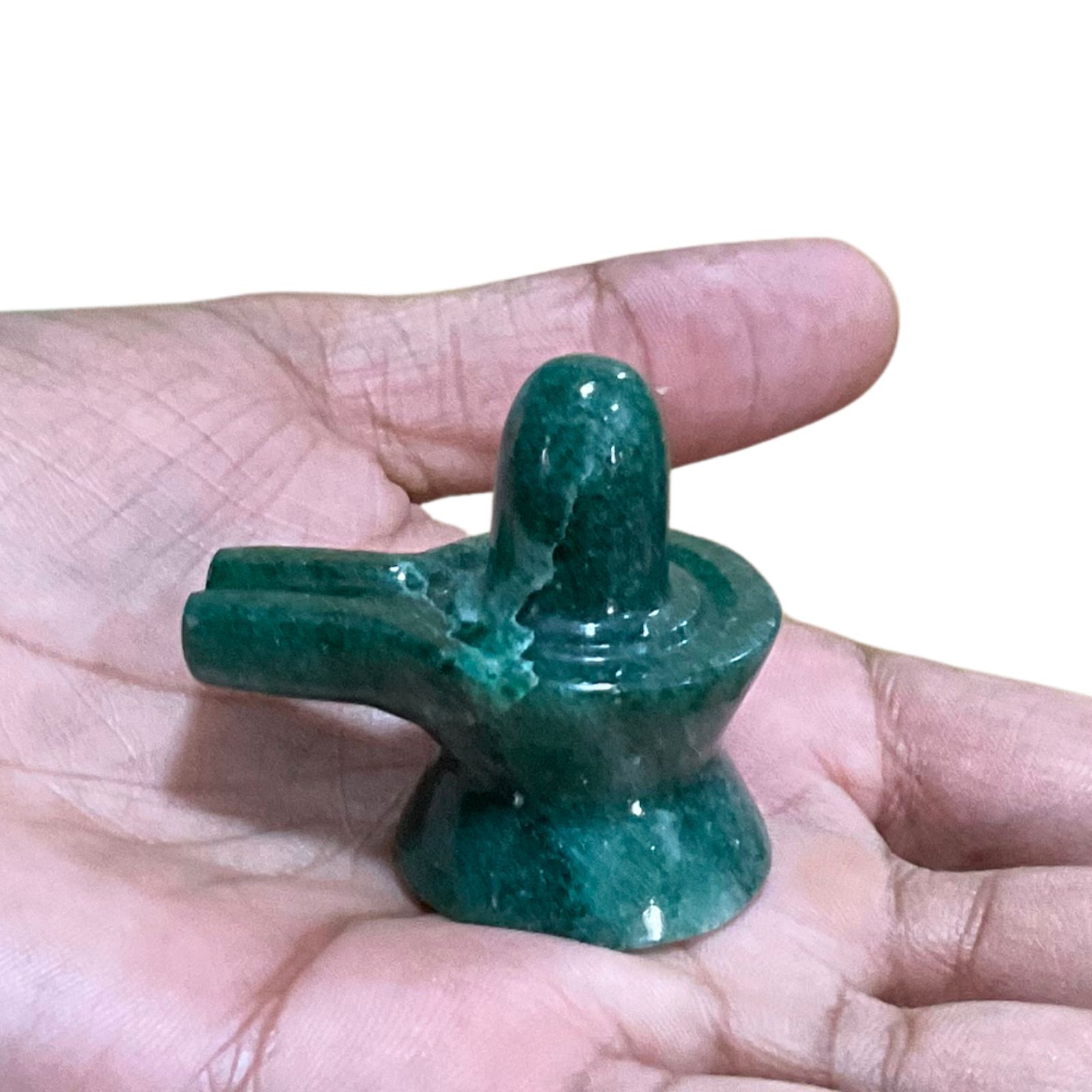 Green Jade Shivling - 1.5 Inches - (43 Grams)