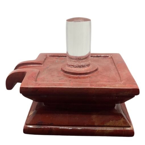 Crystal Lingam With Red Jasper Base - 1284 Grams