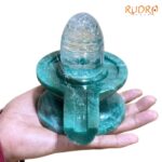 Sri Chakra Sphatik lingam with Green Jade Base 5 Inches 1345 Grams