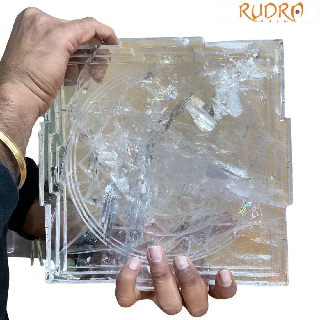 Large Natural Sphatik Shree Yantra - 8 By 9 Inches - (8704 Grams) 3 Big Crystal Shree Yantra - 8 By 9 Inches - (8704 Grams)