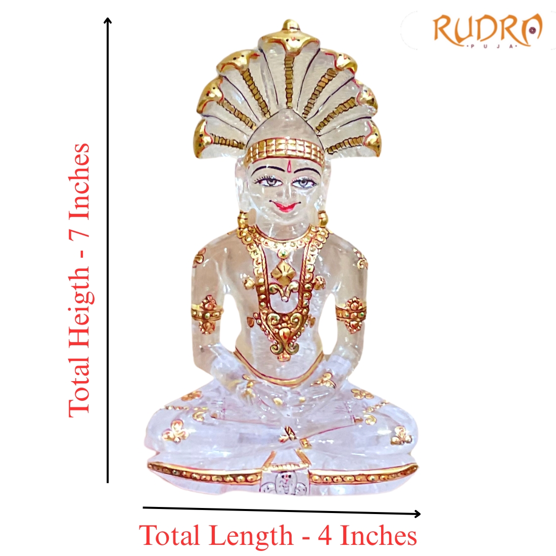 Exclusive Jain Parshwanathji Idol in Sphatik ( Crystal ) 7 inch