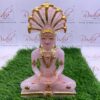 Exclusive Jain Parshwanathji Idol In Rose Quartz 9 Inch
