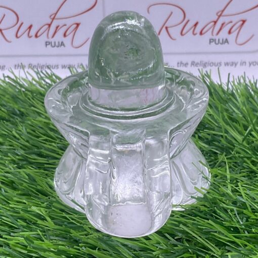 Carved Transparent Sphatik Shivling 3.75 Inches (Aa Quality) 612 Grams