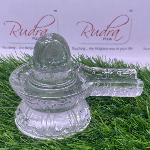 Carved Transparent Sphatik Shivling 3.75 Inches (Aa Quality) 612 Grams