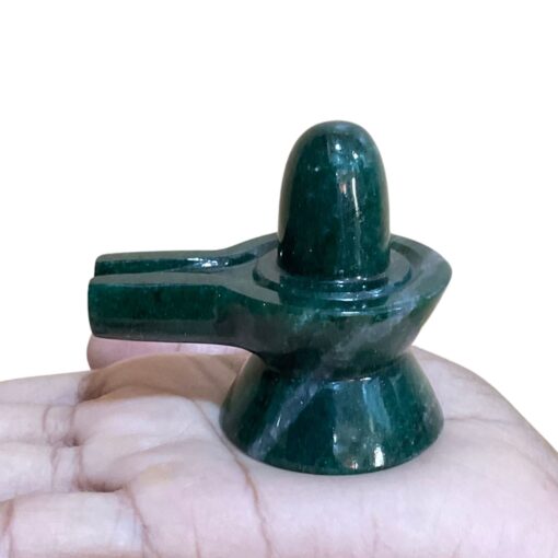 Green Jade Shivling - 2.5 Inches - (135 Gram)