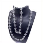 12 Mm Diamond Cutting Sphatik Mala With Silver Capping