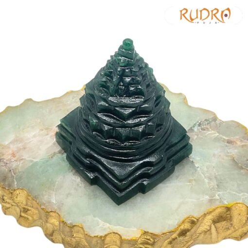 Green Jade Margaz Shree Yantra 3.25 Inches - 367 Grams