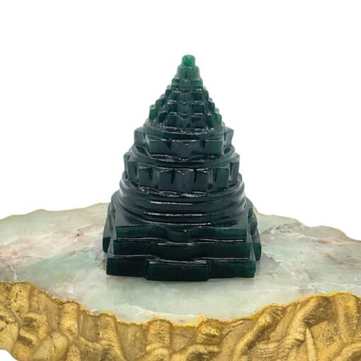 Green Jade Margaz Shree Yantra 3.25 Inches - 367 Grams