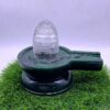 Lab Certified Srichakra Sphatik Lingam With Green Jade Base (7 Inches)