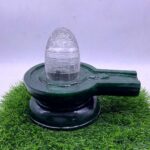 Lab Certified Srichakra Sphatik Lingam With Green Jade Base (7 Inches)