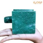 Natural Sphatik Shivling with Green Jade Square Base 4 Inch (500g)