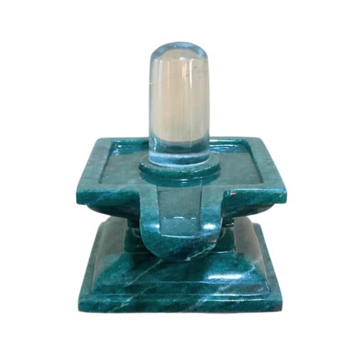 Square Shivling with Green Jade Base 4 inches (462 Grams)