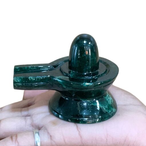 Green Jade Shivling - 2.25 Inches - ( 187 Grams )