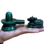 Green Jade Shivling With Nandi - (488 Grams )