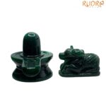 Green Jade Shivling With Nandi - (488 Grams )