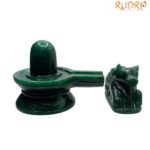 Green Jade Shivling With Nandi - (488 Grams )