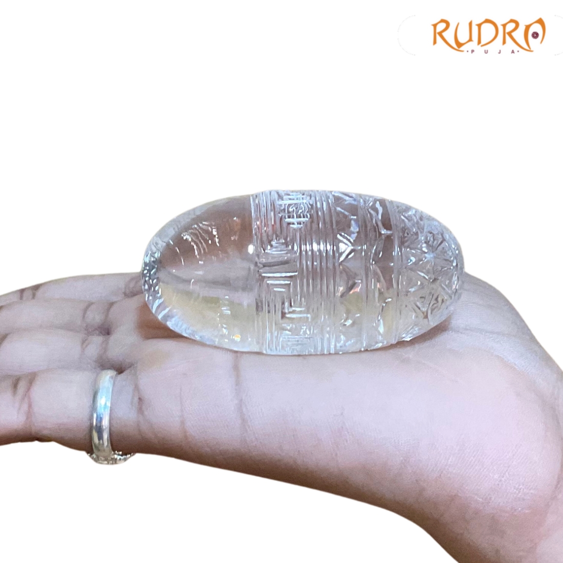 Sri Chakra Spatika Lingam ( 2.5 Inches ) - 117 Grams