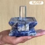 Sphatik Lingam With Sodolite Square Base1387 gms (4 Inches)