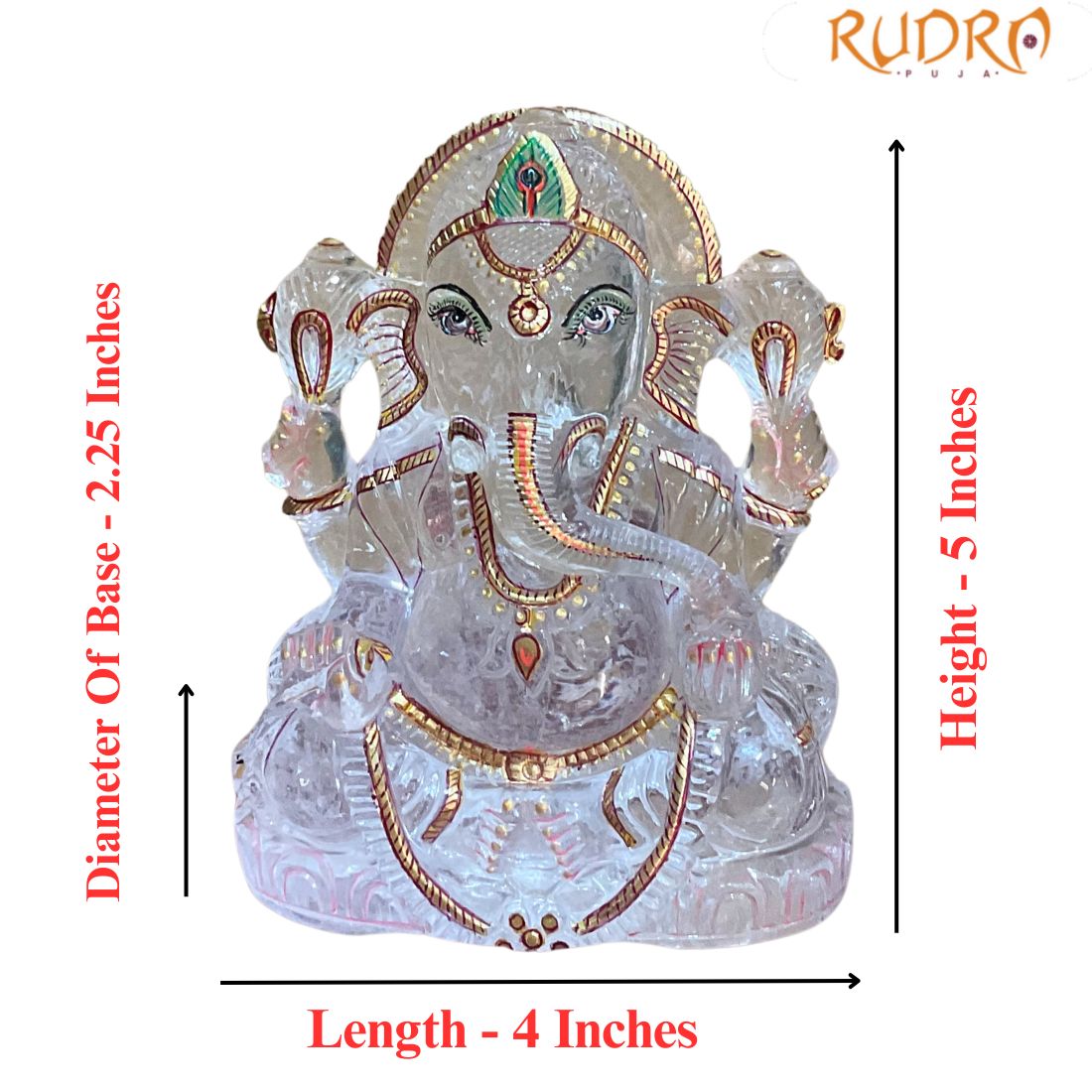 Crystal Ganpati Idol - 5 Inches (830 Grams ) 5 Crystal Ganpati Idol - 5 Inches (830 Grams )