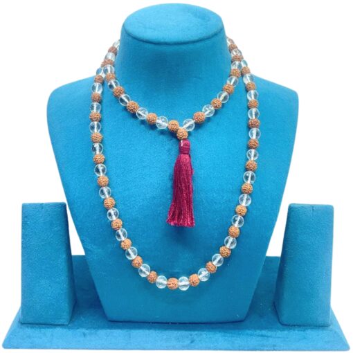 Rudrapuja Original Sphatik Mala With Rudraksha - 9 MM (18 Inches)