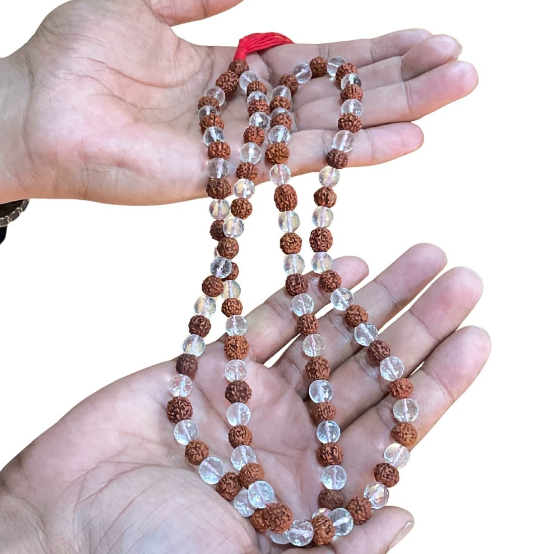 Rudrapuja Sphatik Mala With Rudraksha - 8 Mm (17 Inches) 6 Crystal Mala With Rudraksha