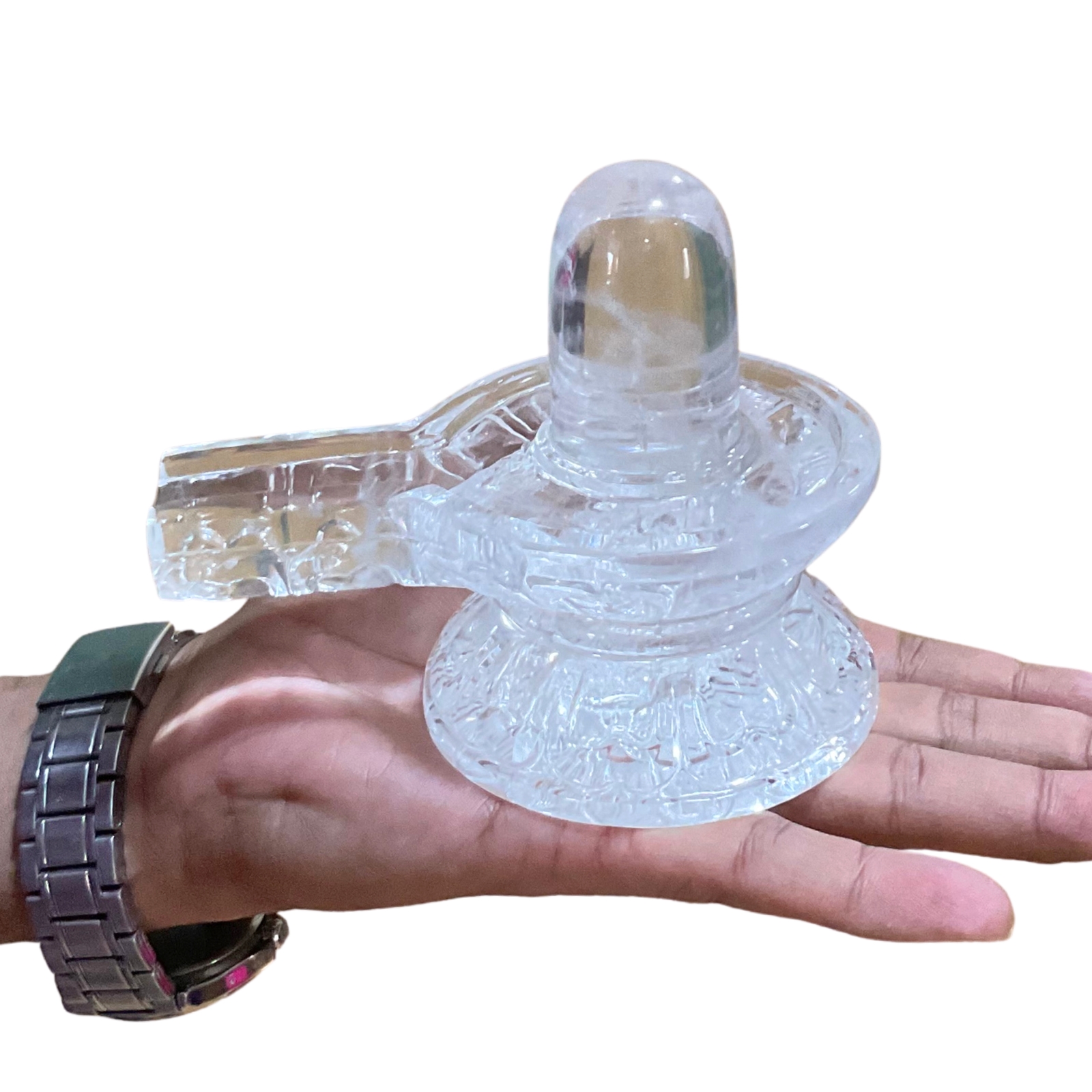 Carved Original Crystal Shivling 4 inch (760 gm)