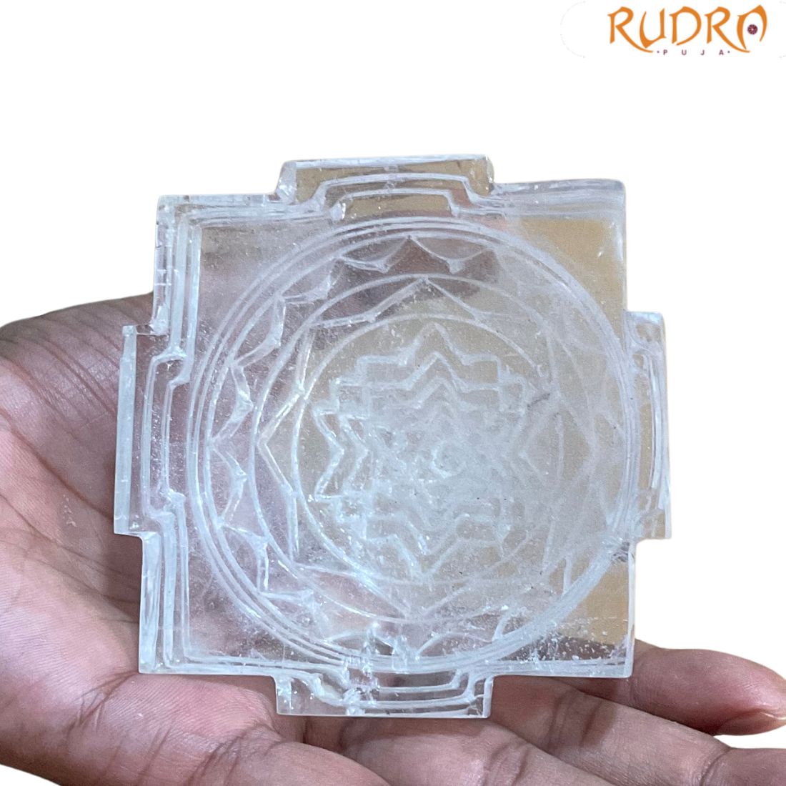 Sphatik Shree Yantra with Natural Inclusion- (4.5 Inches) - 858 Grams