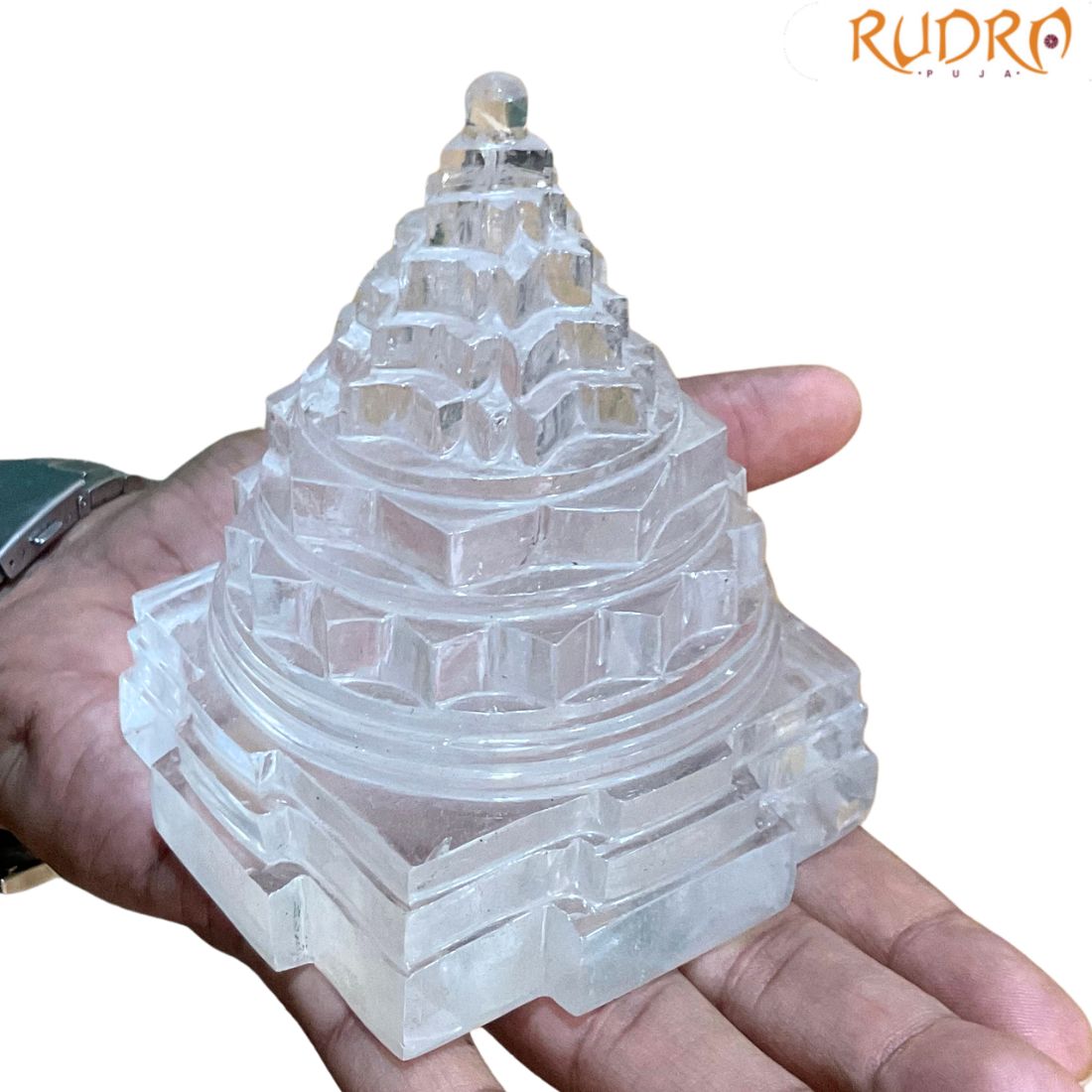 Sphatik Shree Yantra with Natural Inclusion- (4.5 Inches) - 858 Grams