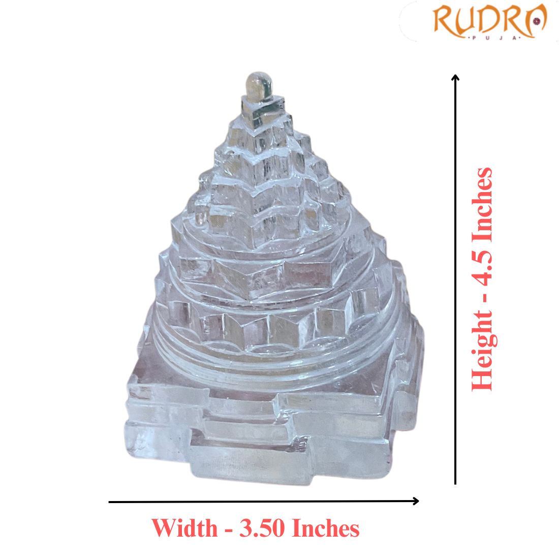 Sphatik Shree Yantra with Natural Inclusion- (4.5 Inches) - 858 Grams