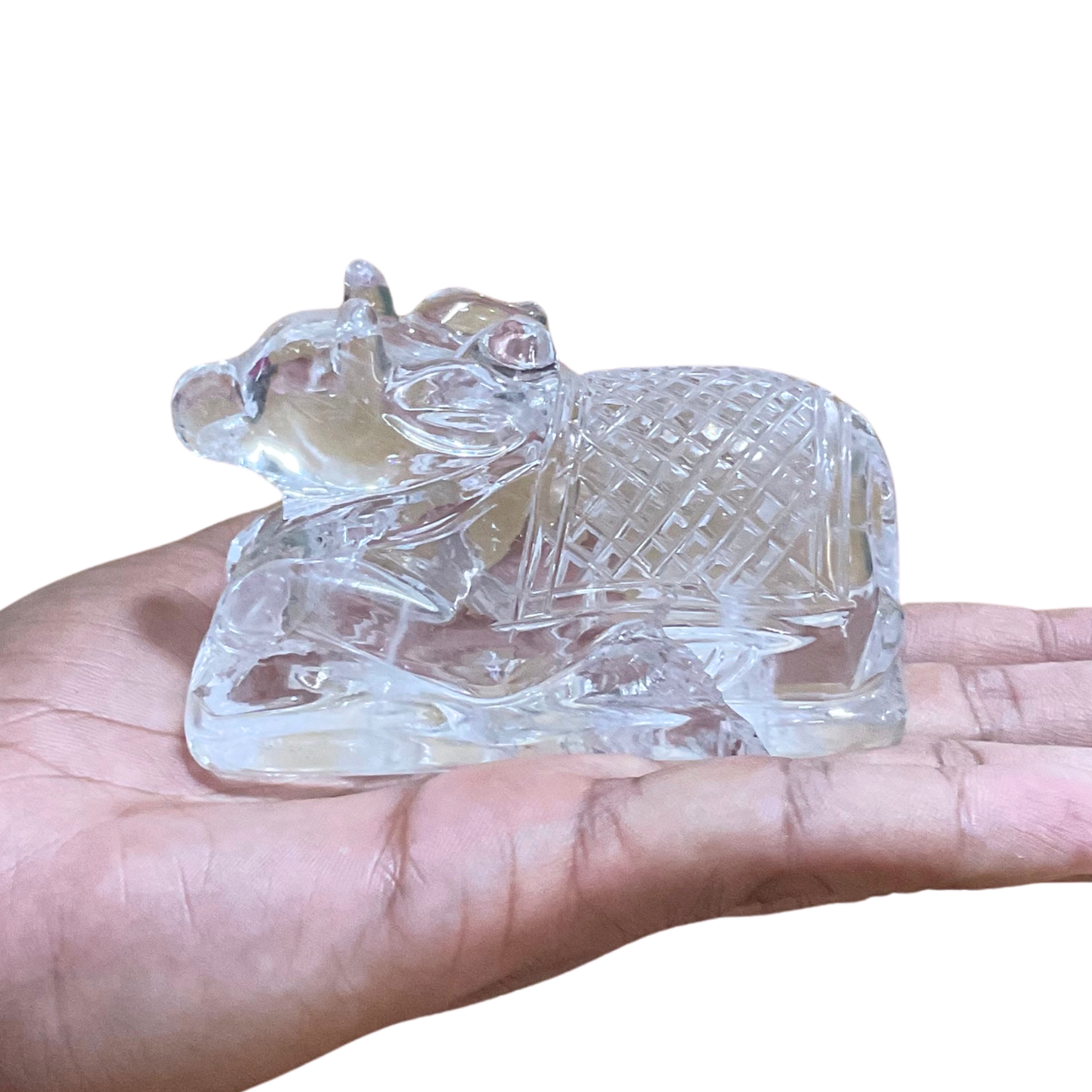 Sphatik Crystal Carved Nandi - 2.25 inches - 334 Grams
