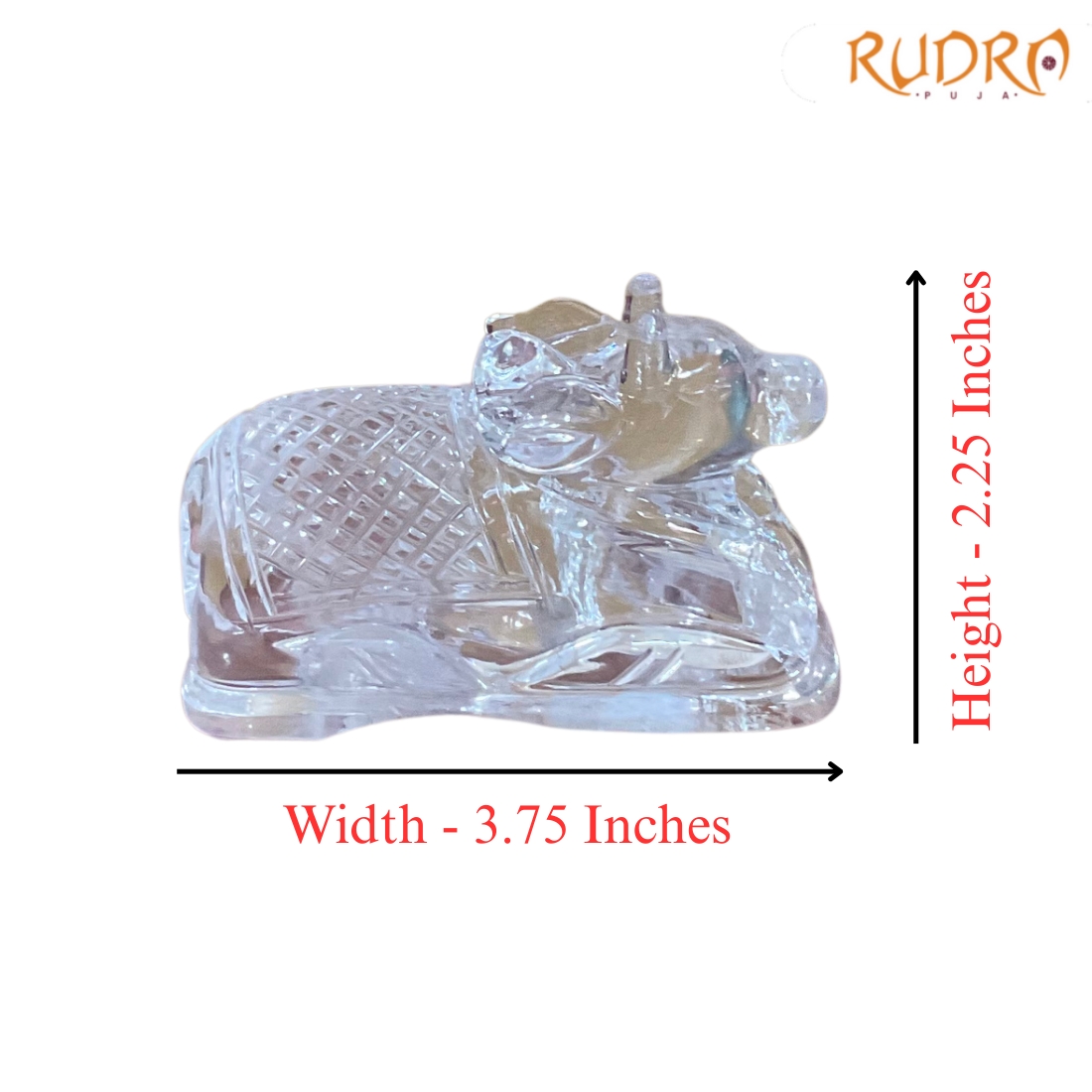 Sphatik Crystal Carved Nandi - 2.25 inches - 334 Grams