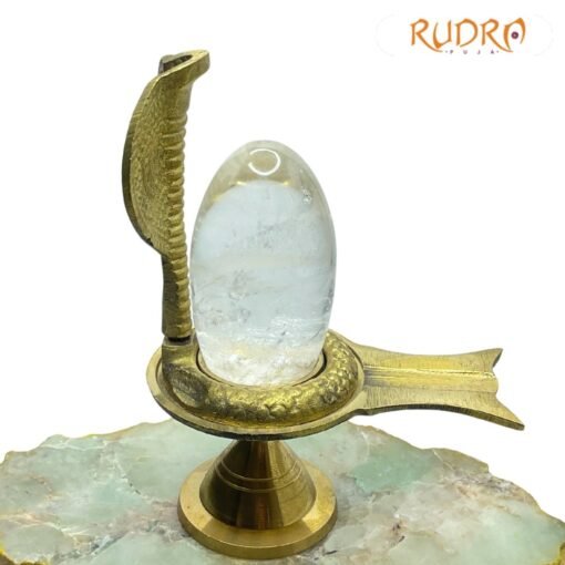 Original Sphatik Lingam 200 Gms With Brass Stand