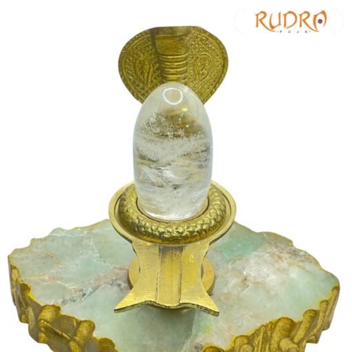 Original Sphatik Lingam 200 Gms With Brass Stand