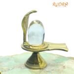 Original Sphatik Lingam 54 Gm With Brass Stand - 2 Inches