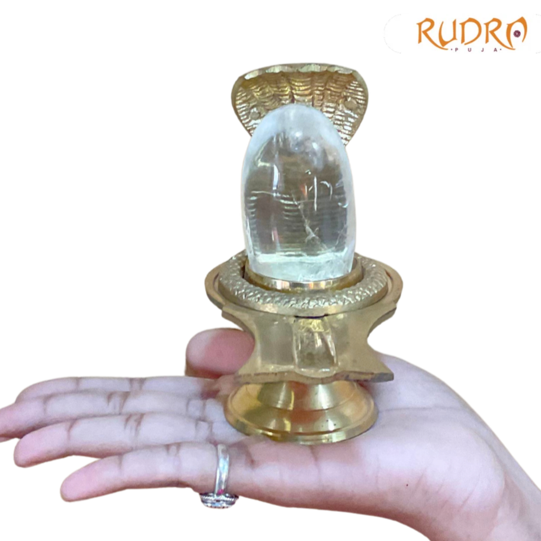 Pure Sphatik Lingam 150 Grams With Brass Stand