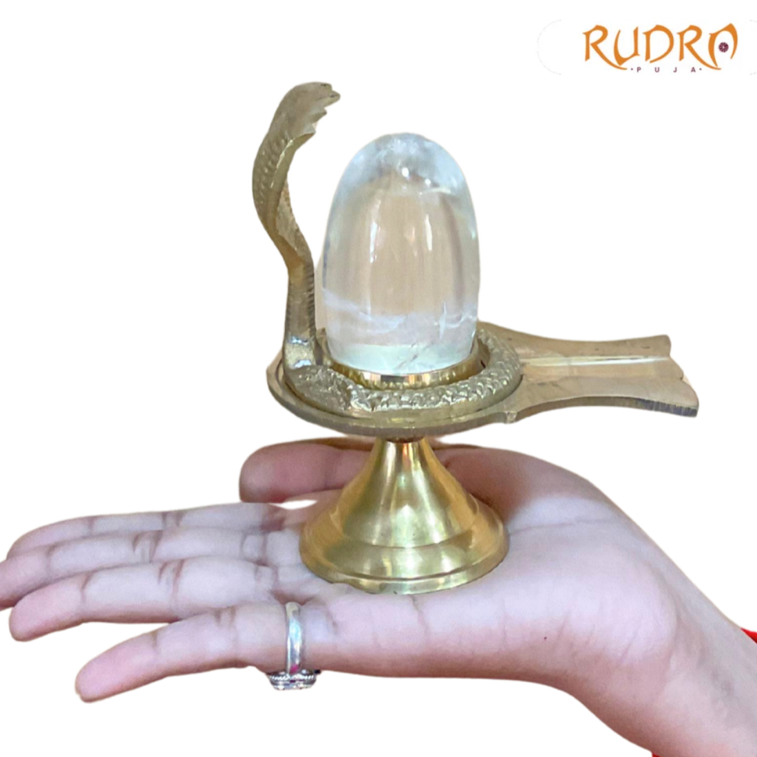 Pure Sphatik Lingam 150 Grams With Brass Stand