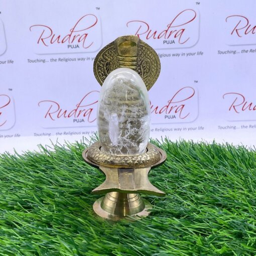 Original Sphatik Lingam 204 Gms With Brass Stand