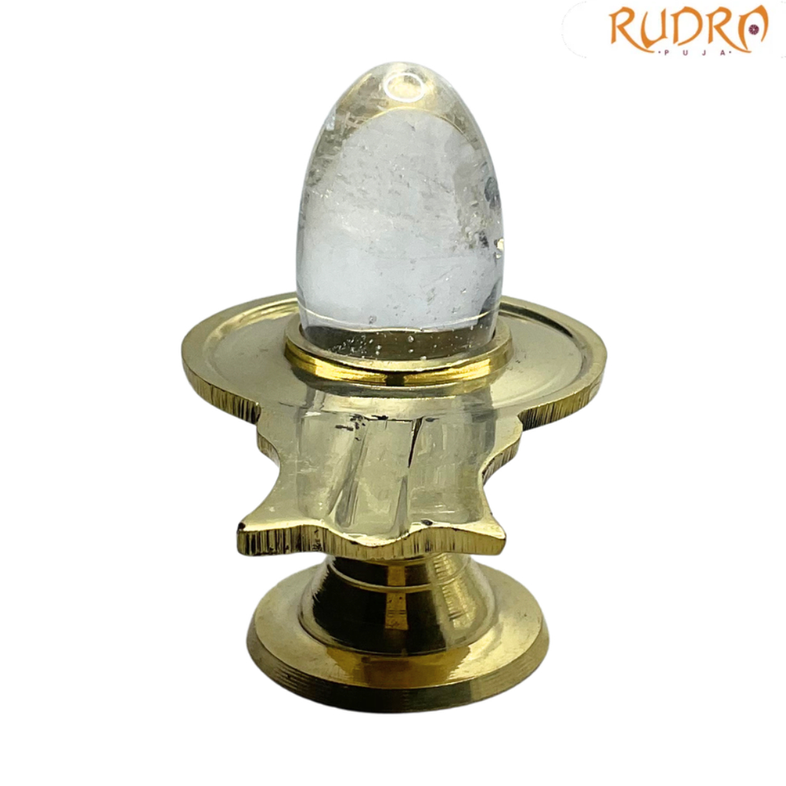 Sphatik Lingam With Brass Stand - 1.75 Inches - (43 Gram )